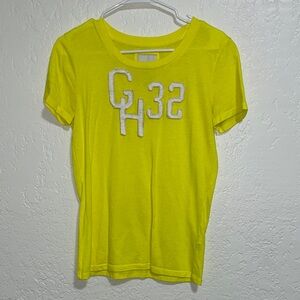 Gilly Hicks Neon Yellow Short Sleeve Tee with White Appliqué